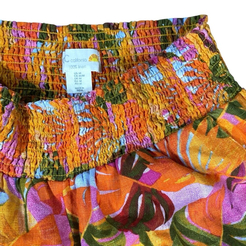 C&C California Linen Floral Wide Leg Pants - M - Picture 3 of 4